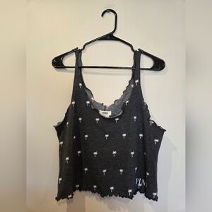 PINK Victoria's Secret Charcoal Palm Print Crop Tank